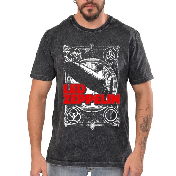 Rockwear Brasil - Camiseta Marmore Led Zeppelin 3 Rockwear Preta