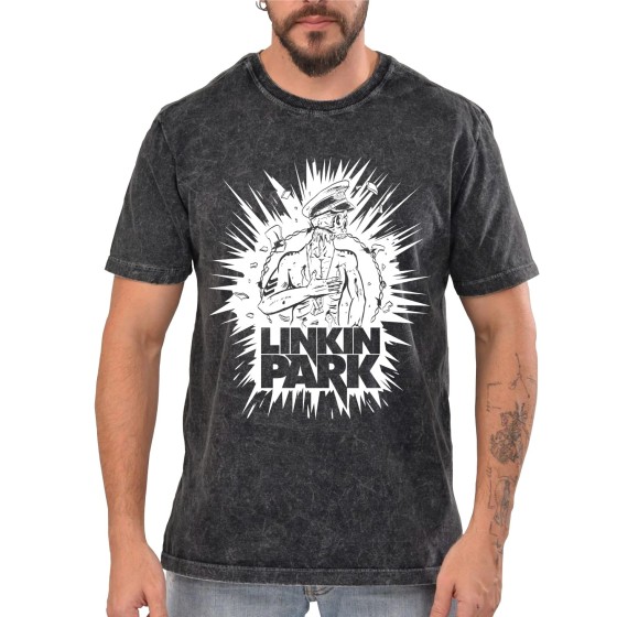 Rockwear Brasil - Camiseta Marmore Linkin Park 5 Rockwear Preta