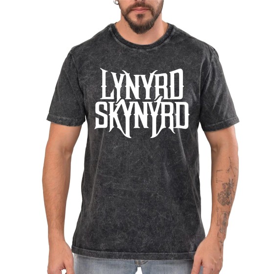 Rockwear Brasil - Camiseta Marmore Lynyrd Skynyrd Rockwear Preta