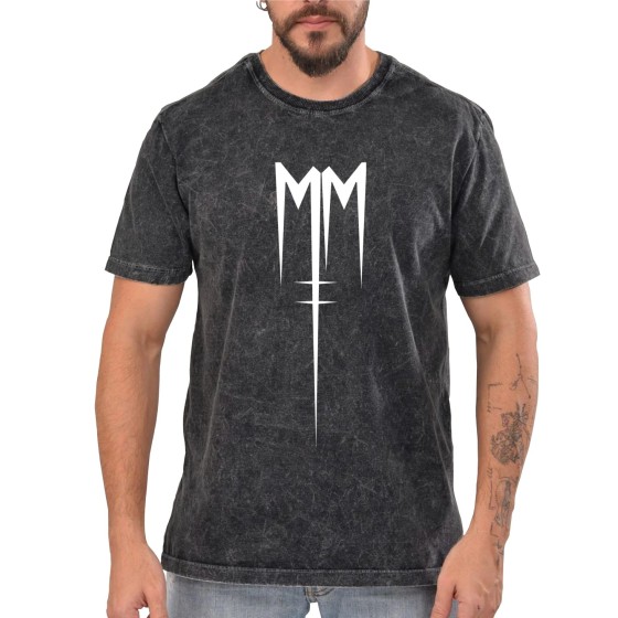 Rockwear Brasil - Camiseta Marmore Marilyn Manson Rockwear Preta
