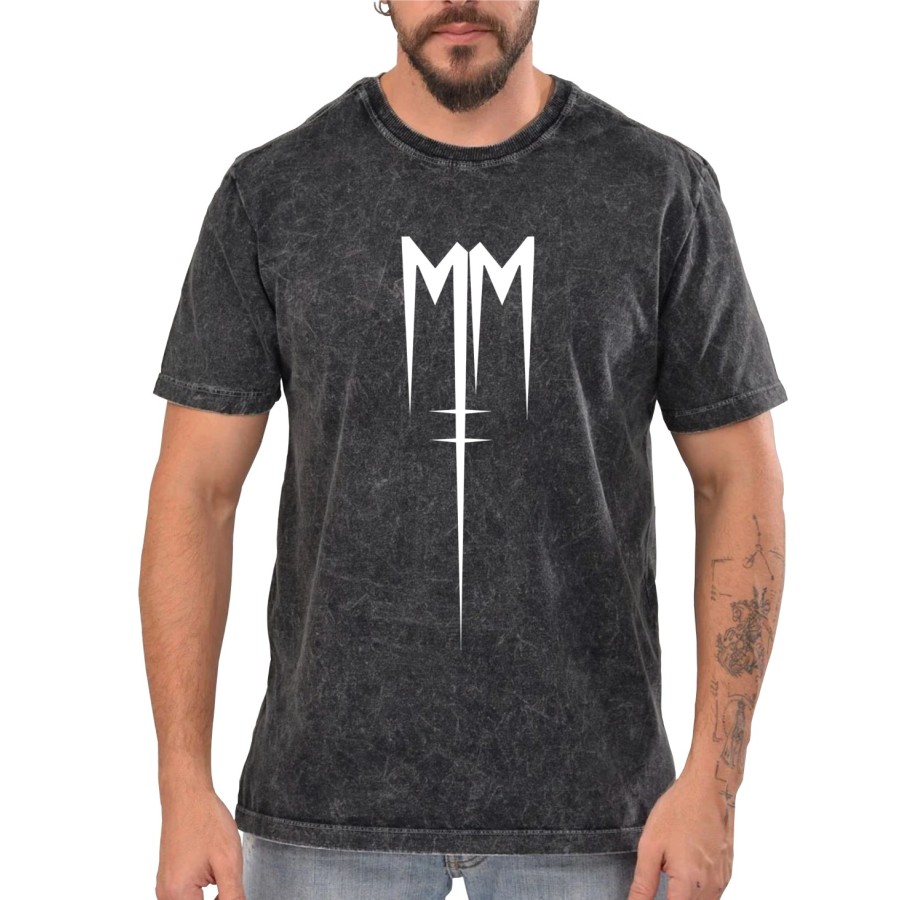 Rockwear Brasil - Camiseta Marmore Marilyn Manson Rockwear Preta Rockwear Brasil - Camiseta Marmore Marilyn Manson Rockwear Preta