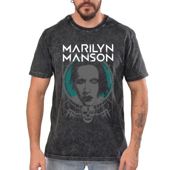 Rockwear Brasil - Camiseta Marmore Marilyn Manson 2 Rockwear Preta