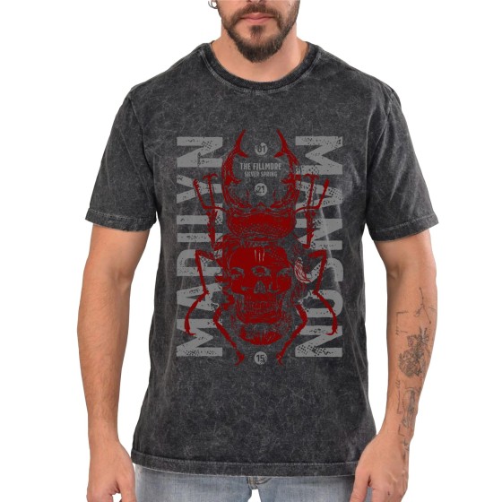 Rockwear Brasil - Camiseta Marmore Marilyn Manson 3 Rockwear Preta