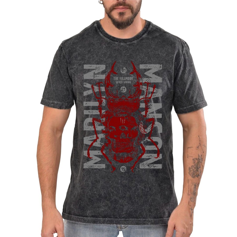 Rockwear Brasil - Camiseta Marmore Marilyn Manson 3 Rockwear Preta