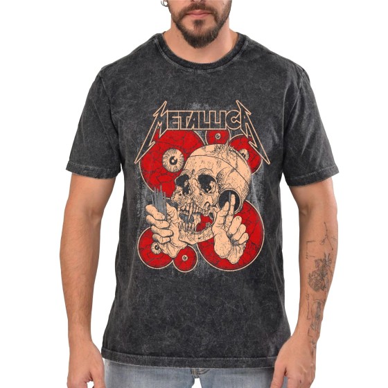 Rockwear Brasil - Camiseta Marmore Metallica 9 Rockwear Preta