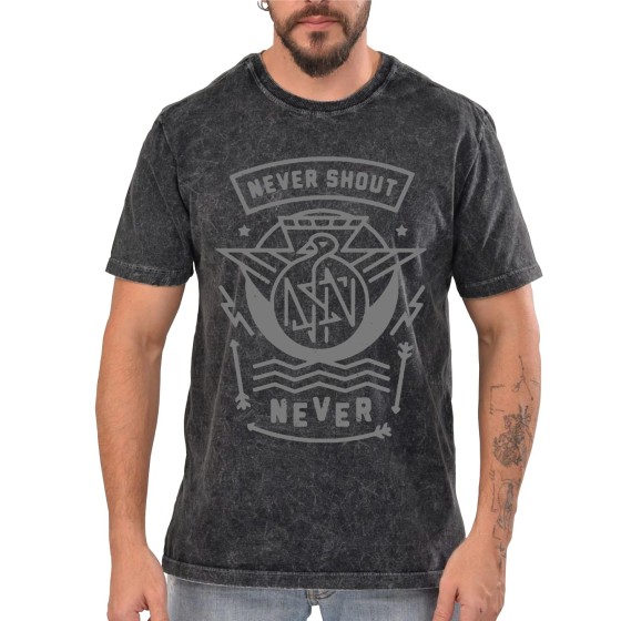 Rockwear Brasil - Camiseta Marmore Never Shout Never Rockwear Preta