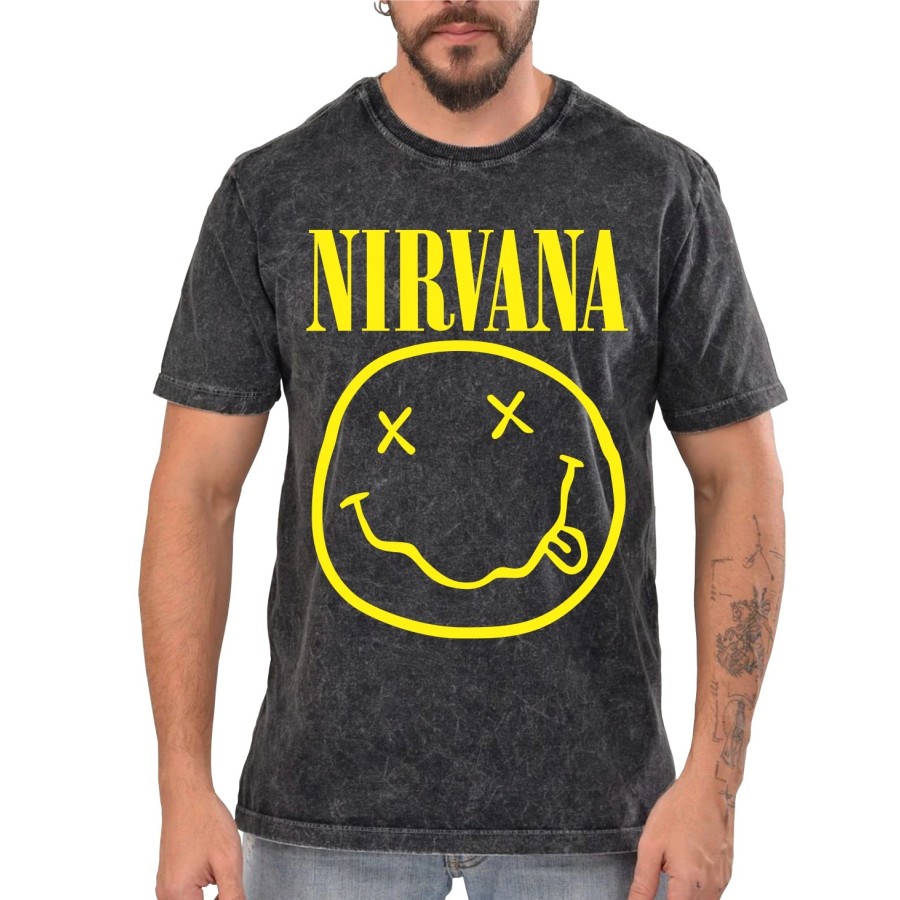 Rockwear Brasil - Camiseta Marmore Nirvana Rockwear Preta