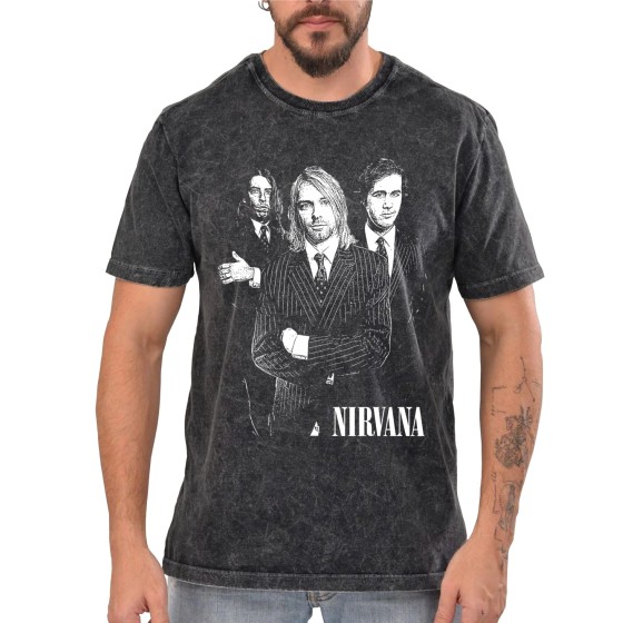 Rockwear Brasil - Camiseta Marmore Nirvana 3 Rockwear Preta