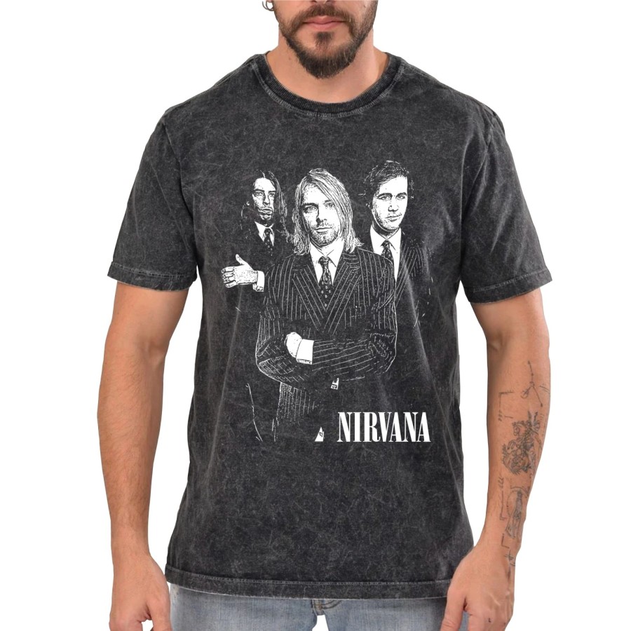 Rockwear Brasil - Camiseta Marmore Nirvana 3 Rockwear Preta