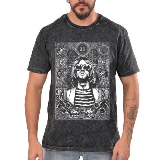 Rockwear Brasil - Camiseta Marmore Nirvana 5 Rockwear Preta