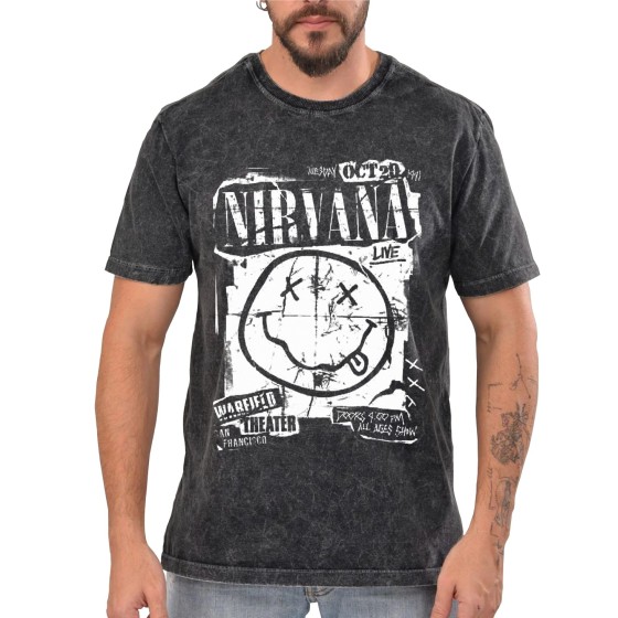 Rockwear Brasil - Camiseta Marmore Nirvana 7 Rockwear Preta