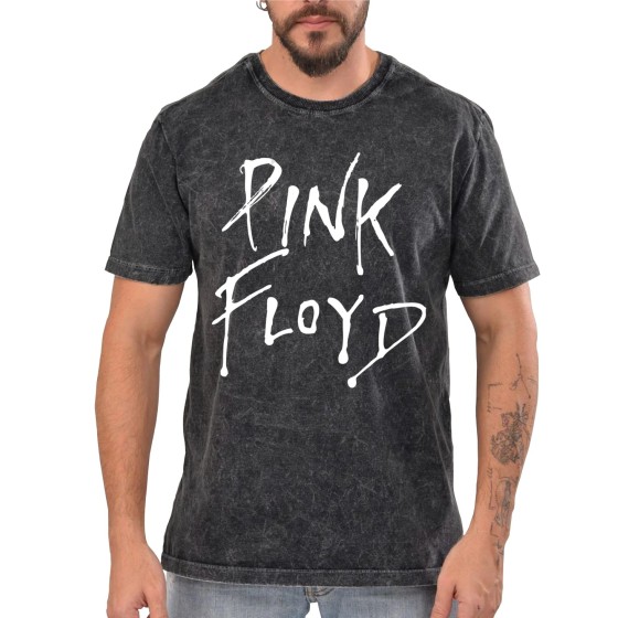 Rockwear Brasil - Camiseta Marmore Pink Floyd 2 Rockwear Preta