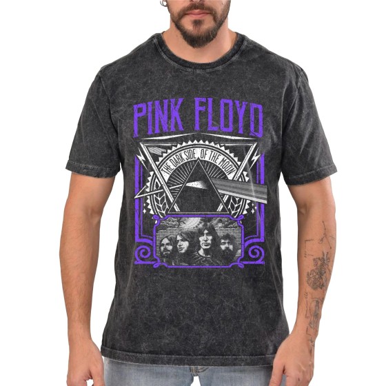 Rockwear Brasil - Camiseta Marmore Pink Floyd 3 Rockwear Preta