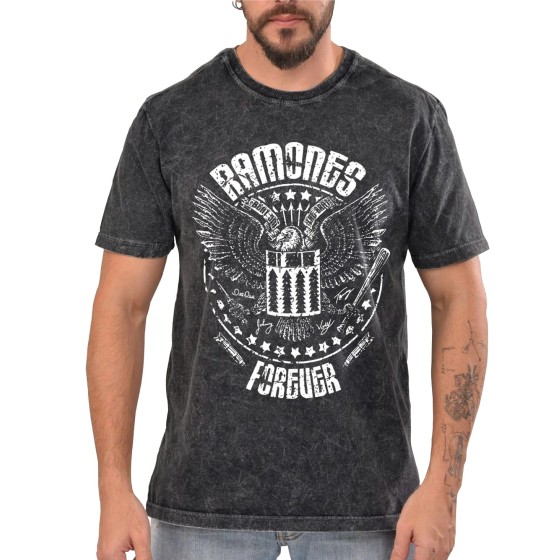 Rockwear Brasil - Camiseta Marmore Ramones 2 Rockwear Preta