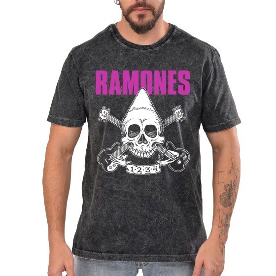 Rockwear Brasil - Camiseta Marmore Ramones 3 Rockwear Preta