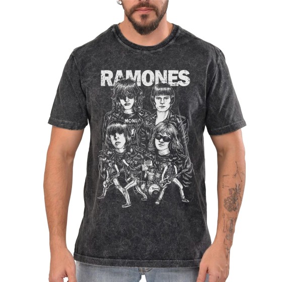 Rockwear Brasil - Camiseta Marmore Ramones 4 Rockwear Preta