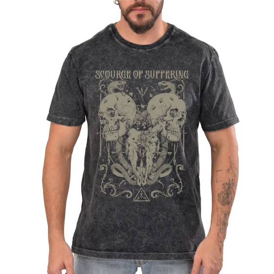 Rockwear Brasil - Camiseta Marmore Scourge Of Suffering Rockwear Preta