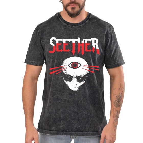 Rockwear Brasil - Camiseta Marmore Seether Rockwear Preta
