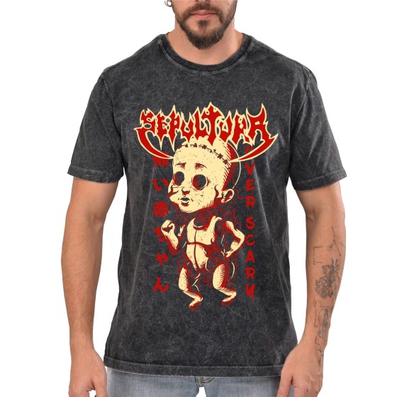 Rockwear Brasil - Camiseta Marmore Sepultura 2 Rockwear Preta