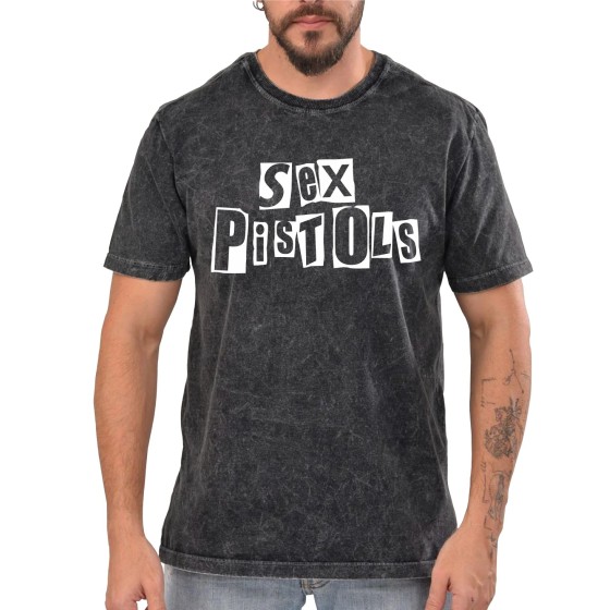 Rockwear Brasil - Camiseta Marmore Sex Pistols Rockwear Preta