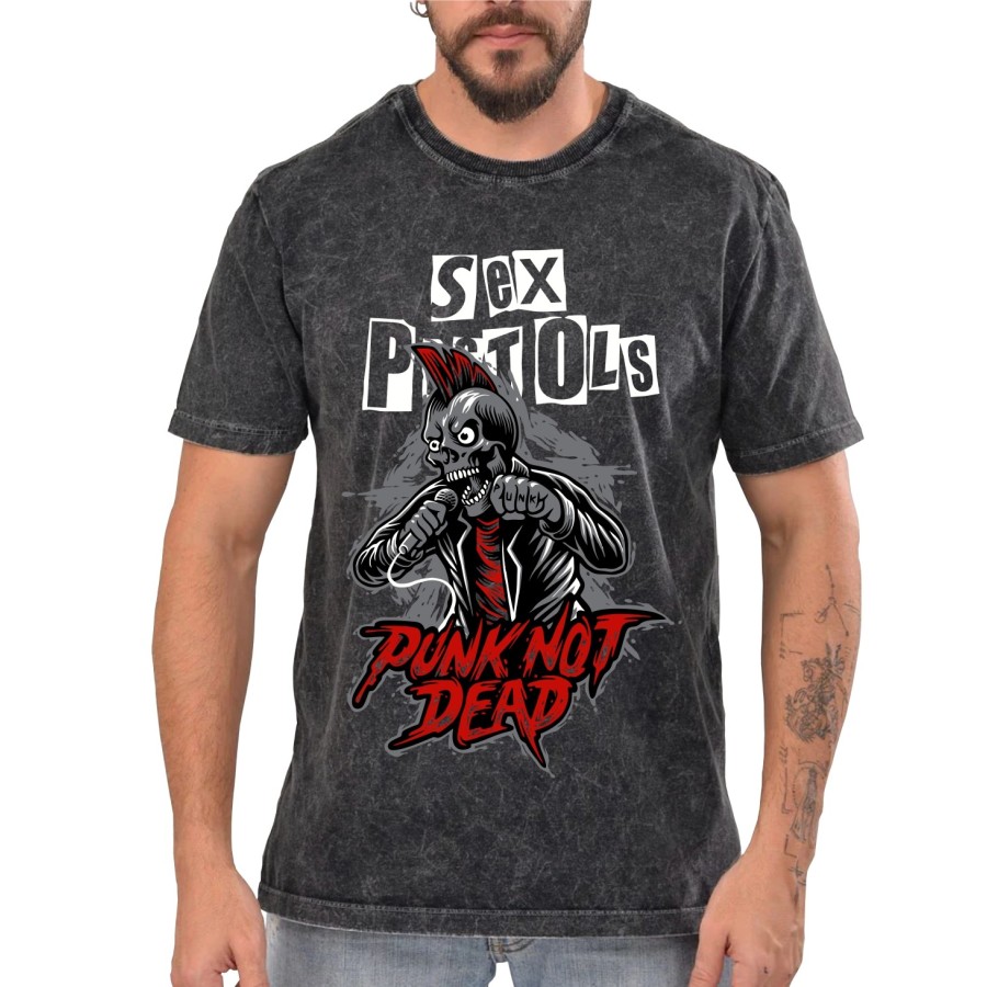 Rockwear Brasil - Camiseta Marmore Sex Pistols 2 Rockwear Preta