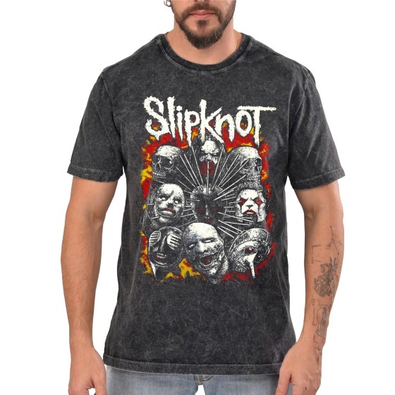 Rockwear Brasil - Camiseta Marmore Slipknot 4 Rockwear Preta