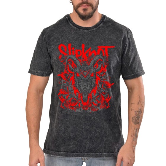 Rockwear Brasil - Camiseta Marmore Slipknot 8 Rockwear Preta