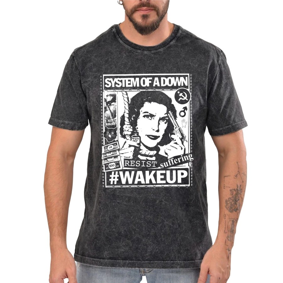 Rockwear Brasil - Camiseta Marmore System Of A Down Rockwear Preta