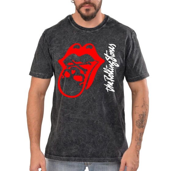 Rockwear Brasil - Camiseta Marmore The Rolling Stones Rockwear Preta