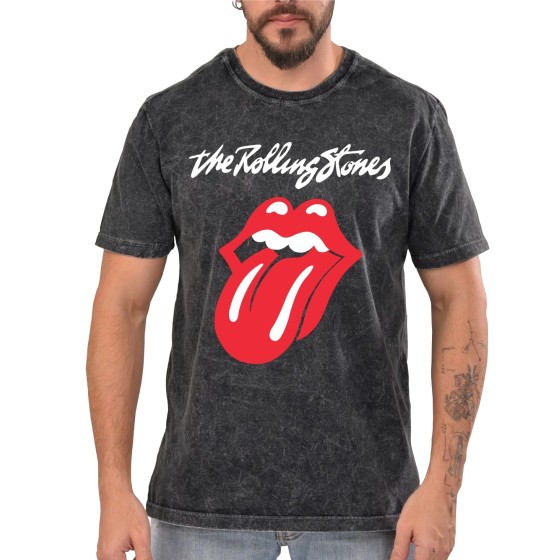 Rockwear Brasil - Camiseta Marmore The Rolling Stones 2 Rockwear Preta