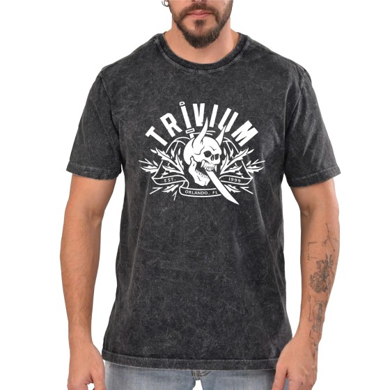 Rockwear Brasil - Camiseta Marmore Trivium 3 Rockwear Preta
