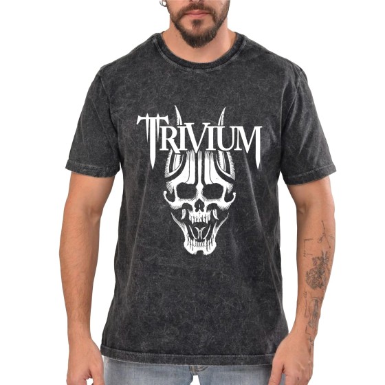 Rockwear Brasil - Camiseta Marmore Trivium 4 Rockwear Preta