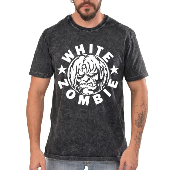 Rockwear Brasil - Camiseta Marmore White Zombie Rockwear Preta